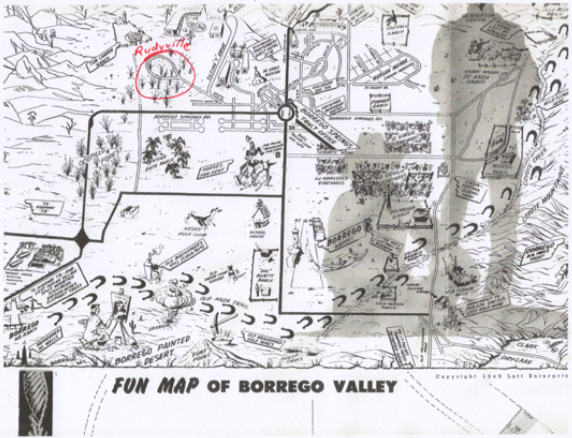 Rudyville shown on 1940s Fun Map